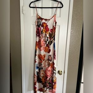 Floral silky dress spaghetti strap midi /maxi length